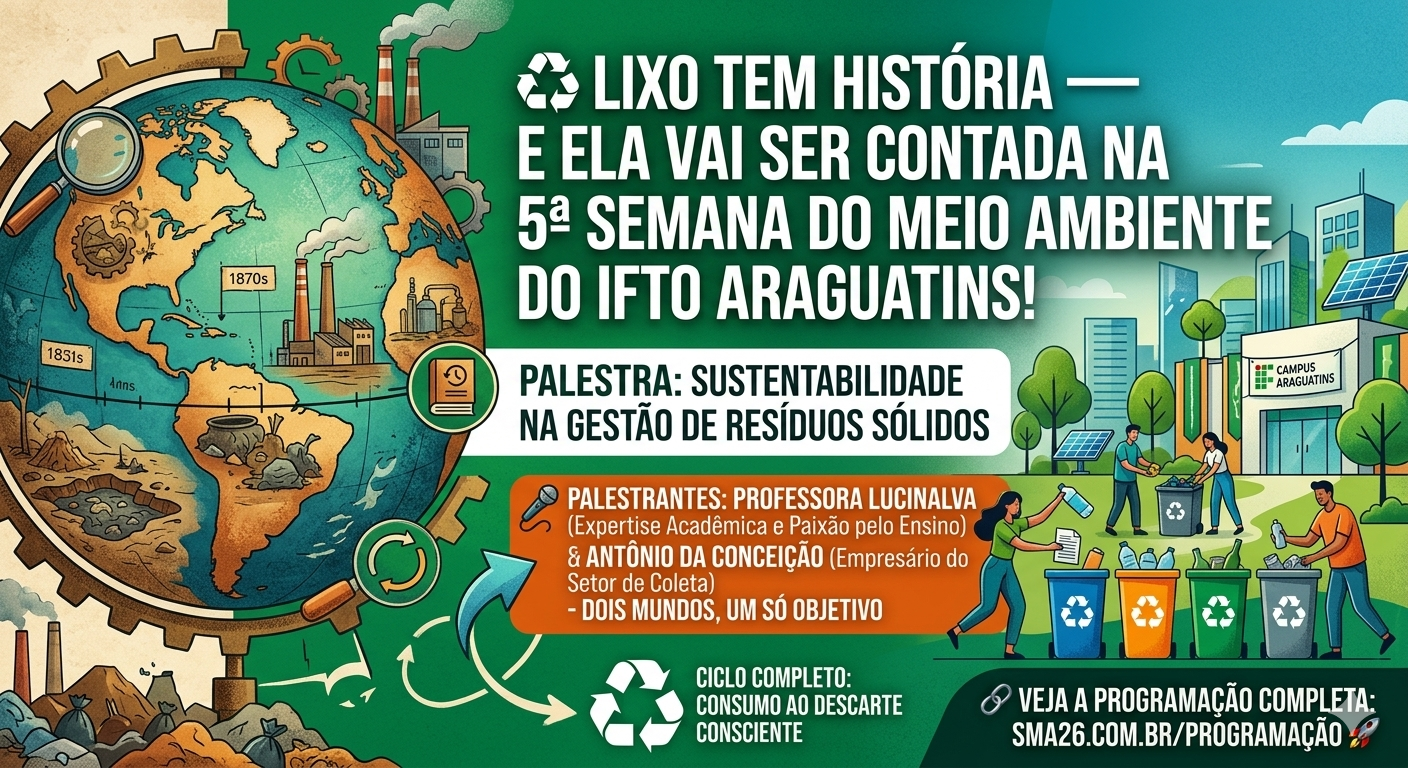 ♻️ Lixo tem história — e ela vai ser contada na 5ª Semana do Meio Ambiente do IFTO Araguatins!